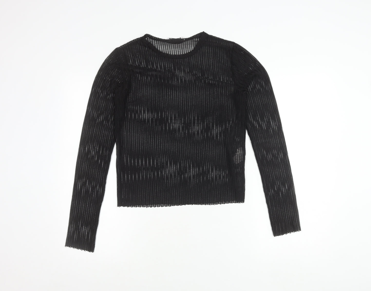 Zara Trafaluc Women’s Black Mesh Long Sleeve Blouse Size 10