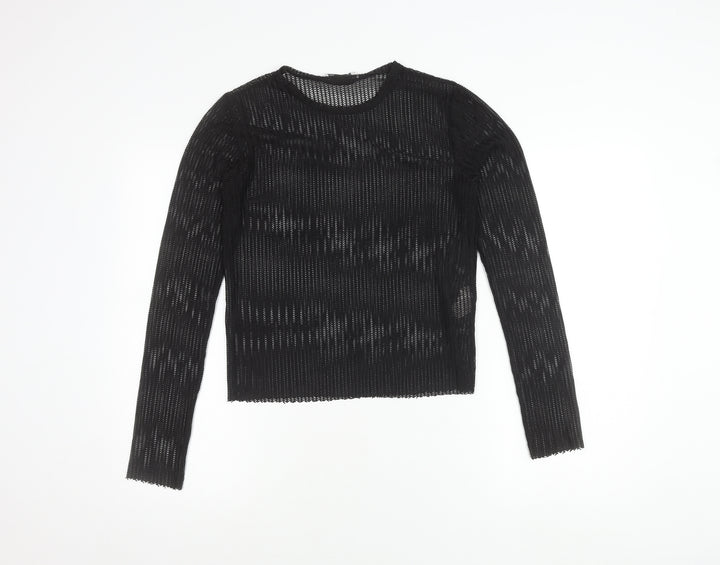 Zara Trafaluc Women’s Black Mesh Long Sleeve Blouse Size 10