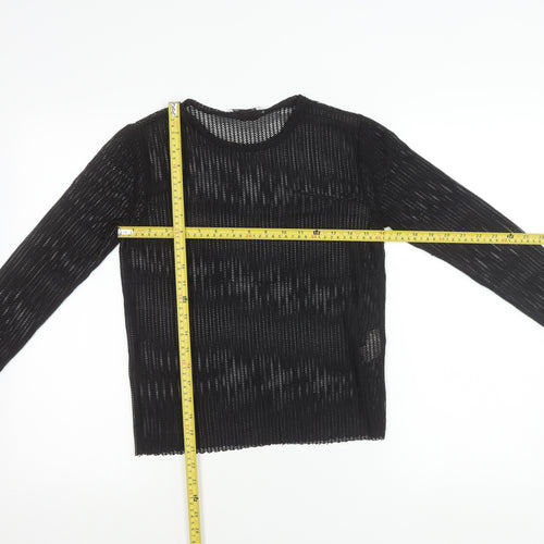 Zara Trafaluc Women’s Black Mesh Long Sleeve Blouse Size 10