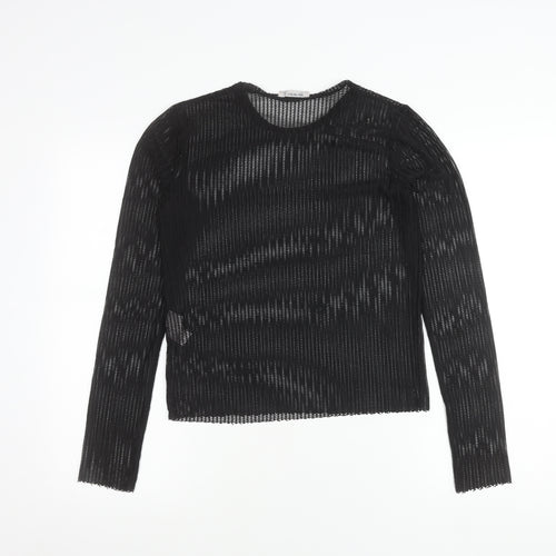 Zara Trafaluc Women’s Black Mesh Long Sleeve Blouse Size 10