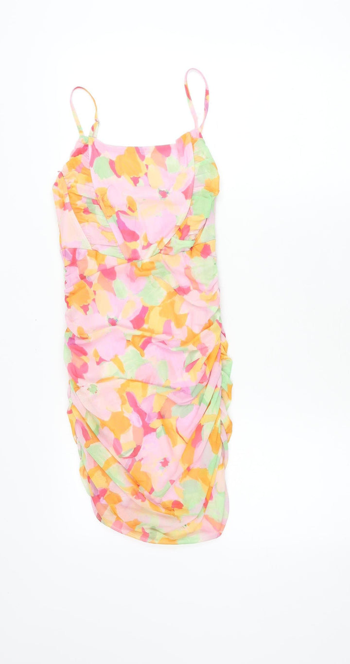 Stradivarius Women’s Multicoloured Floral Bubble Dress Size 8