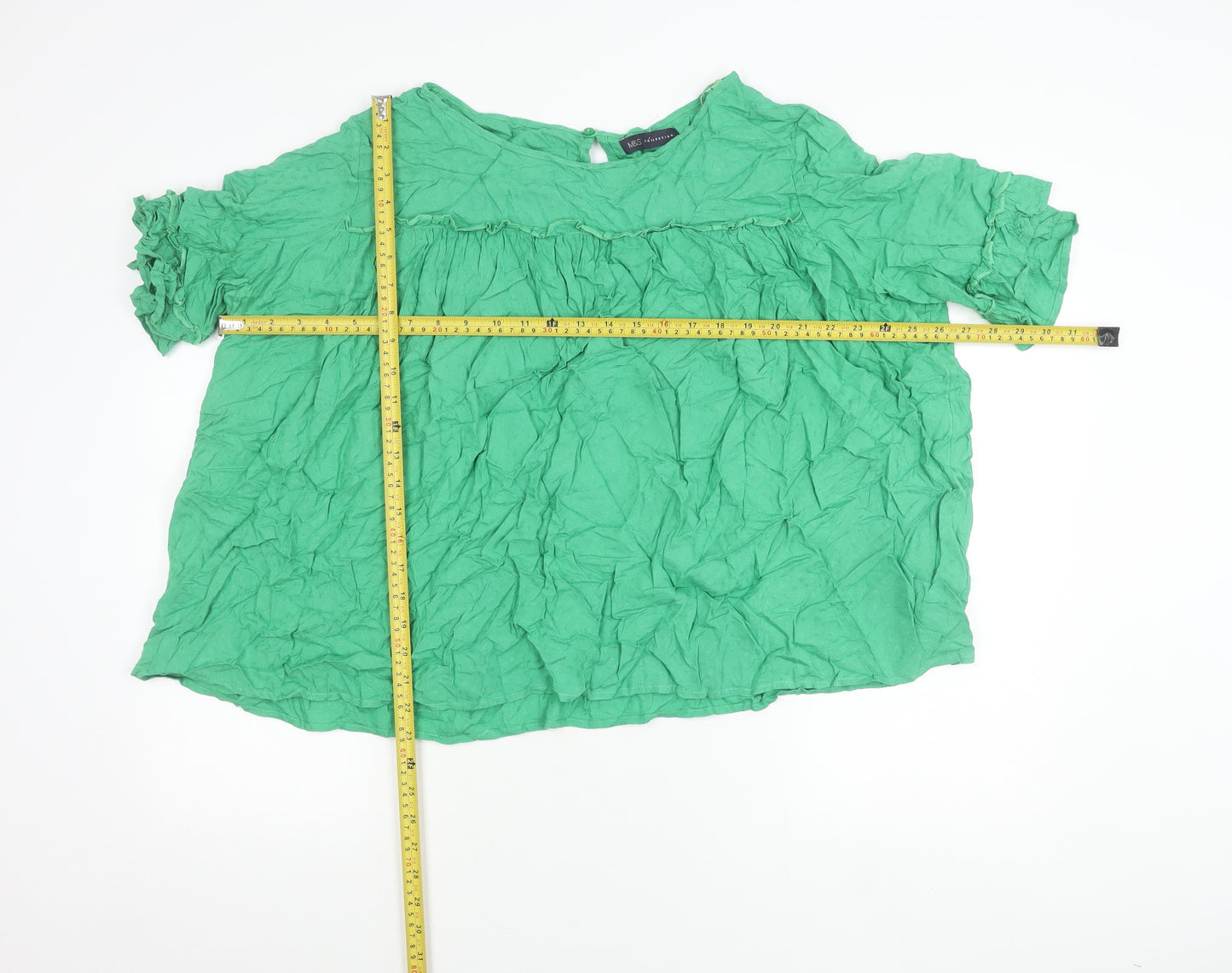 Marks and Spencer Womens Green Size 20 Tunic Blouse Short Sleeve