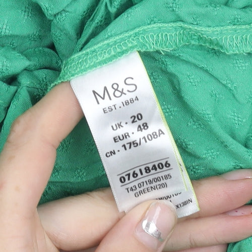 Marks and Spencer Womens Green Size 20 Tunic Blouse Short Sleeve
