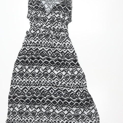 Billie & Blossom Womens Black Aztec Strapless A-Line Dress Size 14