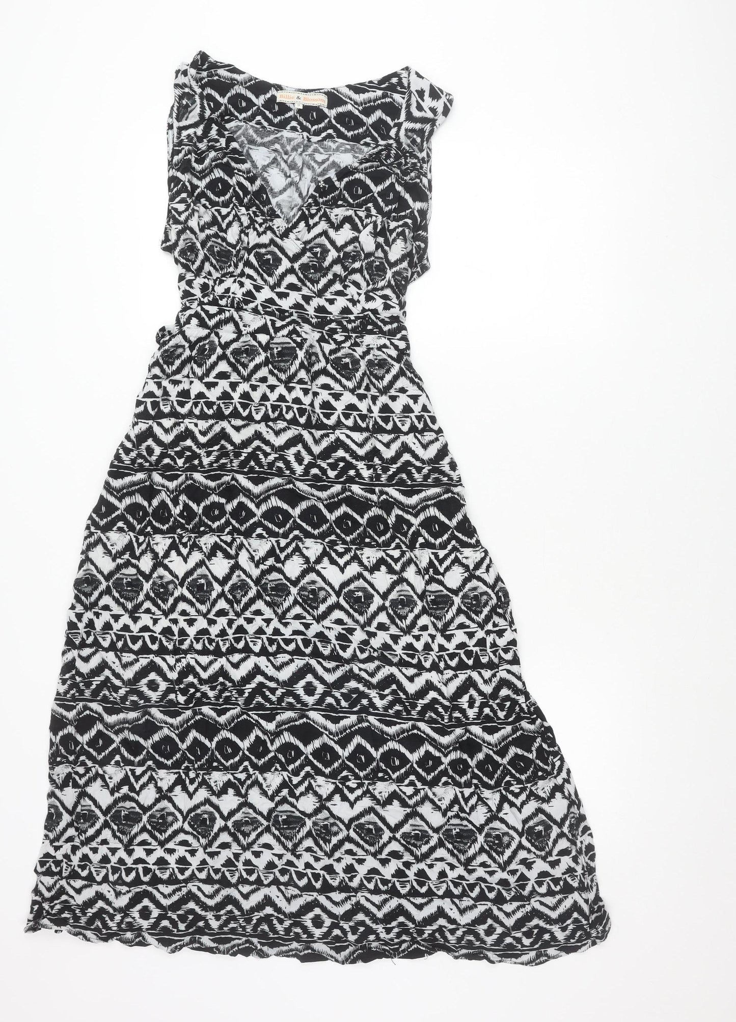 Billie & Blossom Womens Black Aztec Strapless A-Line Dress Size 14