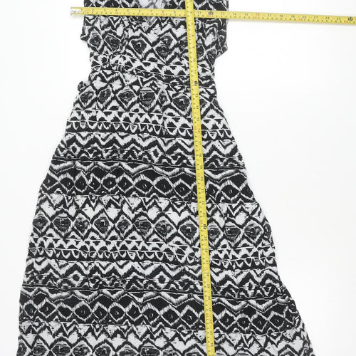 Billie & Blossom Womens Black Aztec Strapless A-Line Dress Size 14
