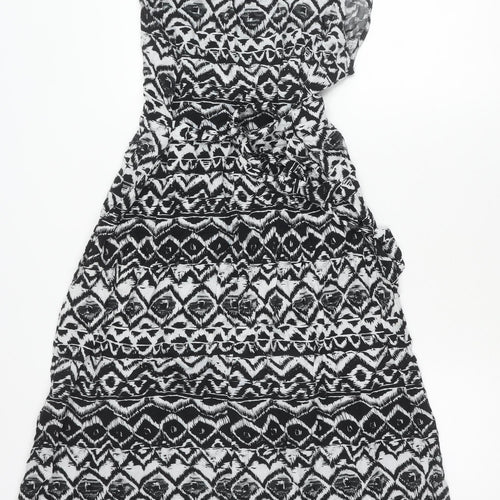 Billie & Blossom Womens Black Aztec Strapless A-Line Dress Size 14