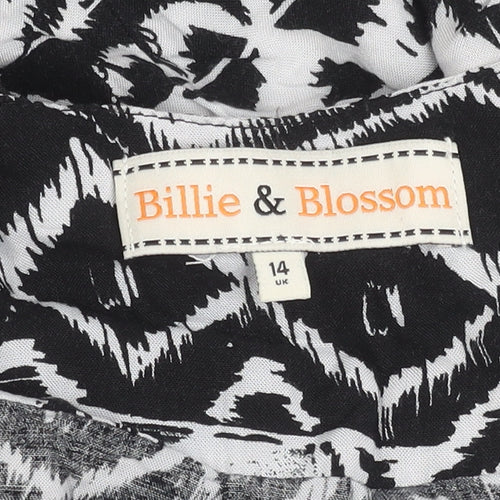 Billie & Blossom Womens Black Aztec Strapless A-Line Dress Size 14