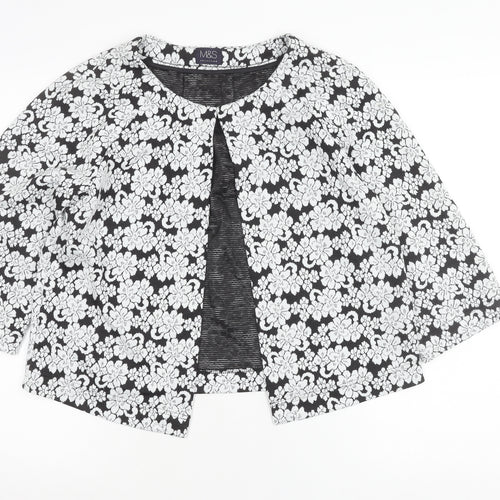 Marks and Spencer Women Black Floral Jacket Size 12 Regular Fit