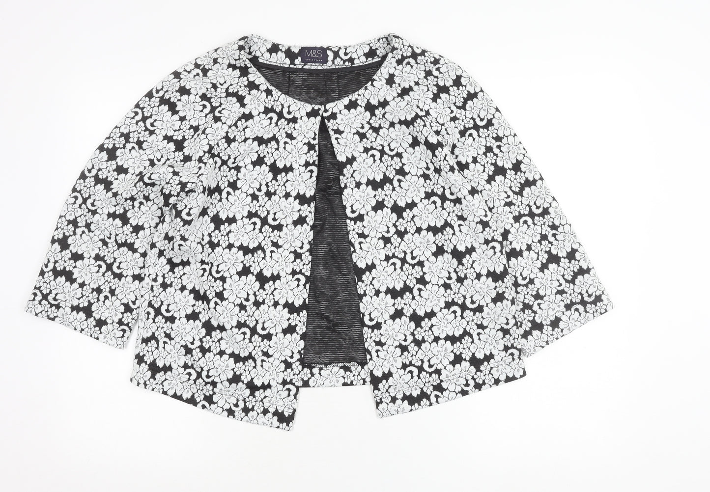 Marks and Spencer Women Black Floral Jacket Size 12 Regular Fit