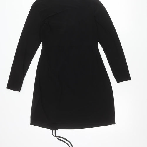 Cameo Rose Women's Black Wrap Dress Size 12 Long Sleeve V-Neck