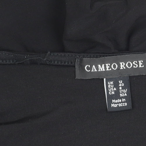 Cameo Rose Women's Black Wrap Dress Size 12 Long Sleeve V-Neck