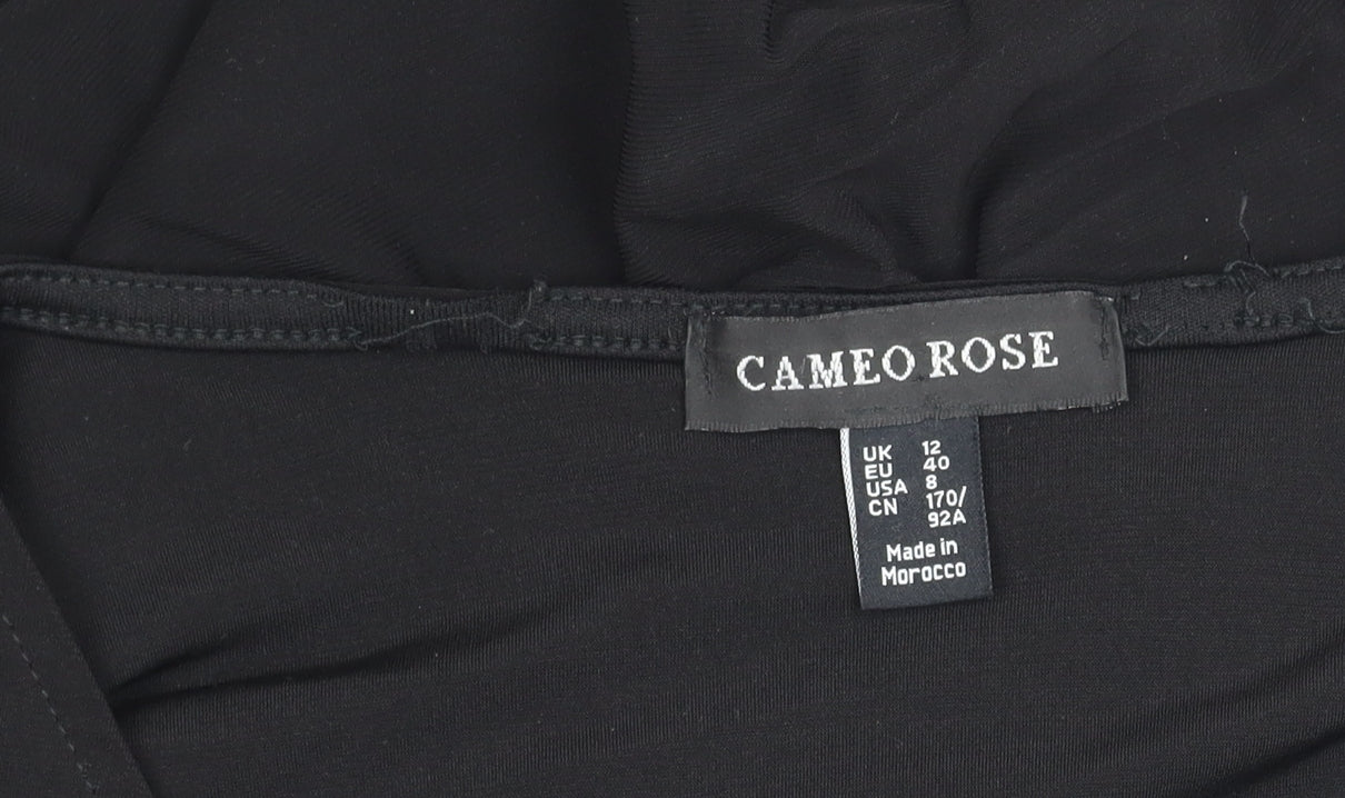 Cameo Rose Women's Black Wrap Dress Size 12 Long Sleeve V-Neck