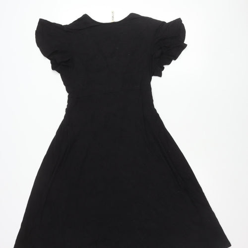 GRECERELLE Women’s Black A-Line Knee Length V-Neck Dress M