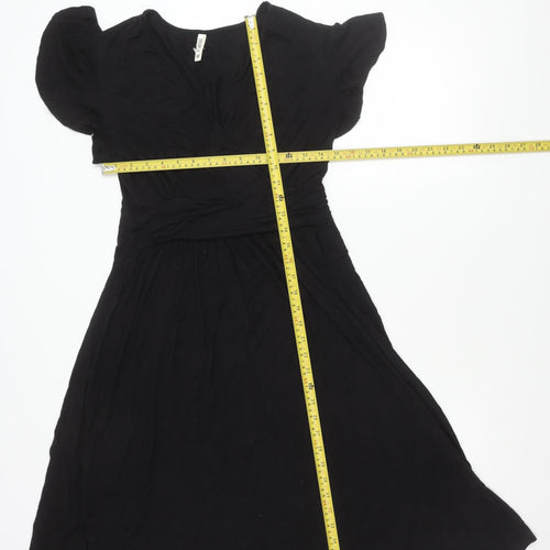GRECERELLE Women’s Black A-Line Knee Length V-Neck Dress M