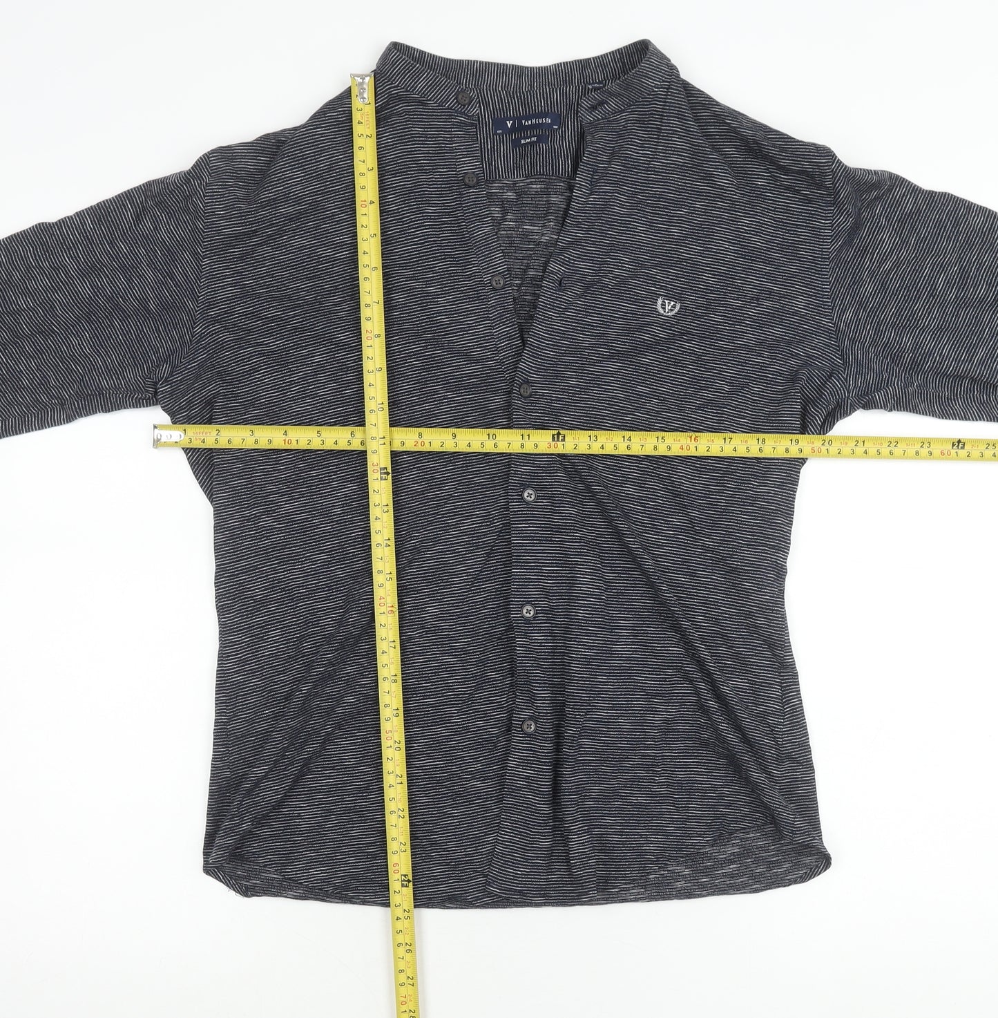 Van Heusen Men’s Blue Slim Fit Long Sleeve Striped Button-Up Shirt Size 15.5