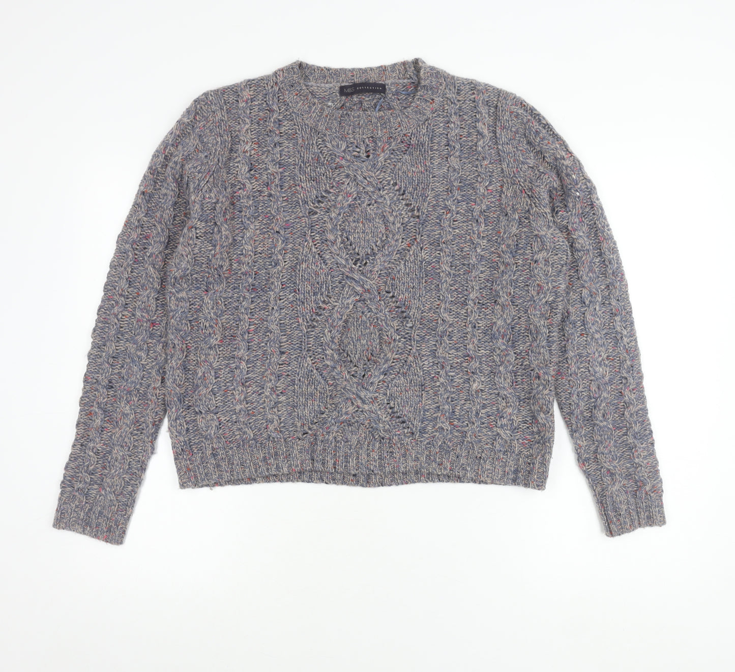 Marks and Spencer Womens Purple Cable-Knit Jumper Size 14