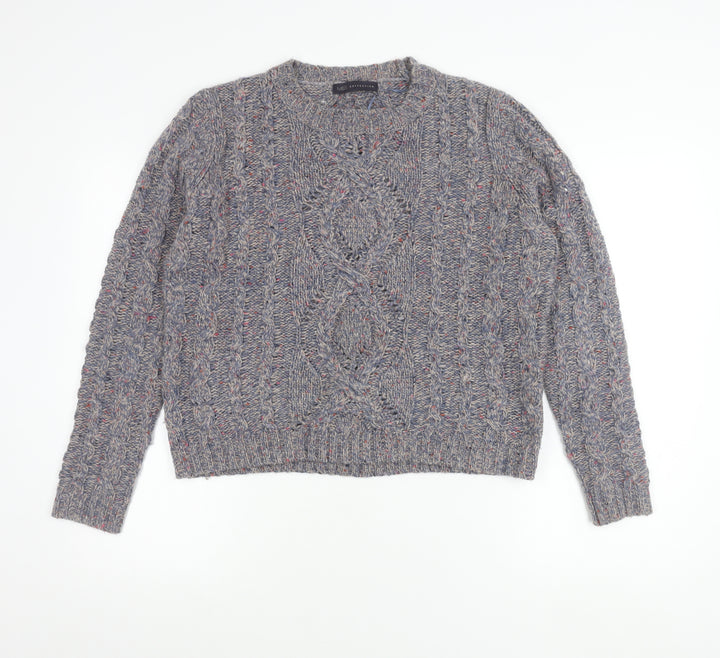 Marks and Spencer Womens Purple Cable-Knit Jumper Size 14