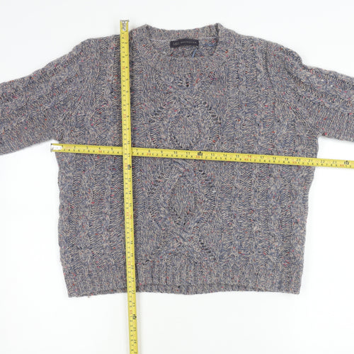 Marks and Spencer Womens Purple Cable-Knit Jumper Size 14
