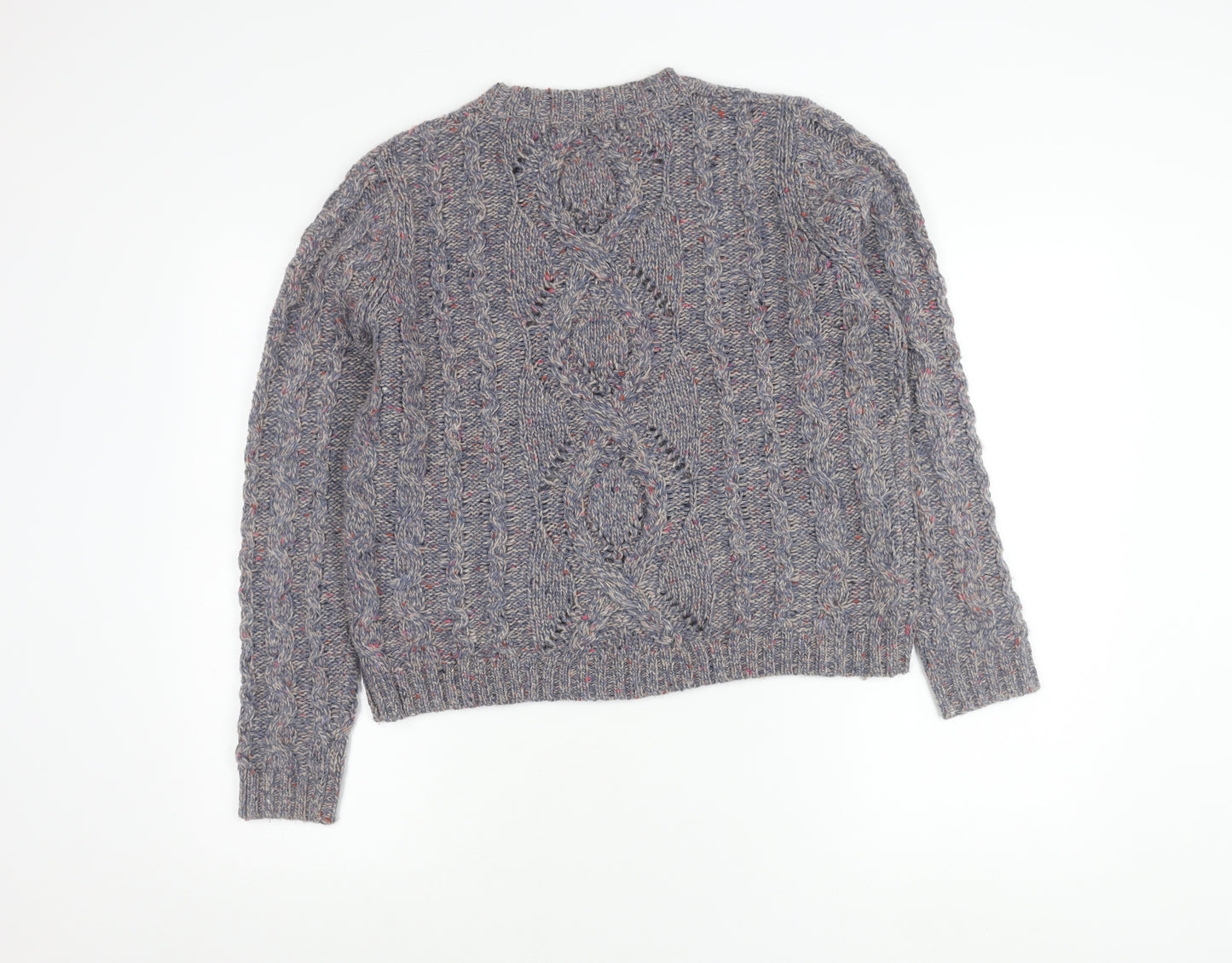 Marks and Spencer Womens Purple Cable-Knit Jumper Size 14