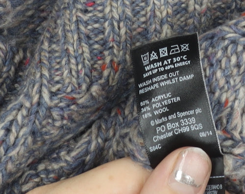 Marks and Spencer Womens Purple Cable-Knit Jumper Size 14