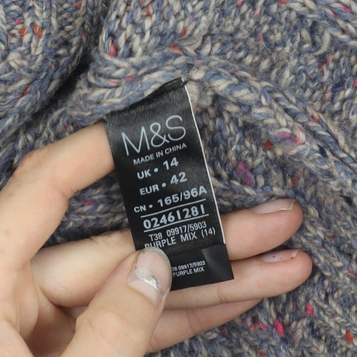 Marks and Spencer Womens Purple Cable-Knit Jumper Size 14