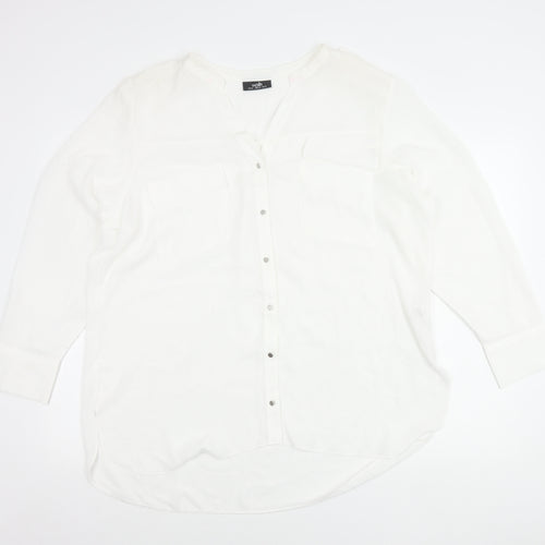 Wallis Women’s White XL Long Sleeve Tunic Button-Up Blouse