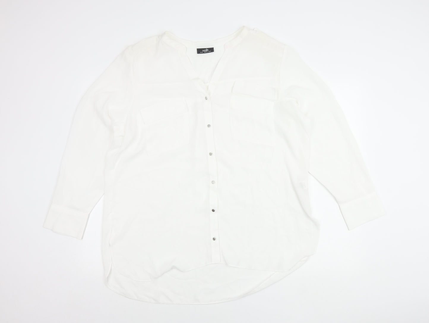 Wallis Women’s White XL Long Sleeve Tunic Button-Up Blouse