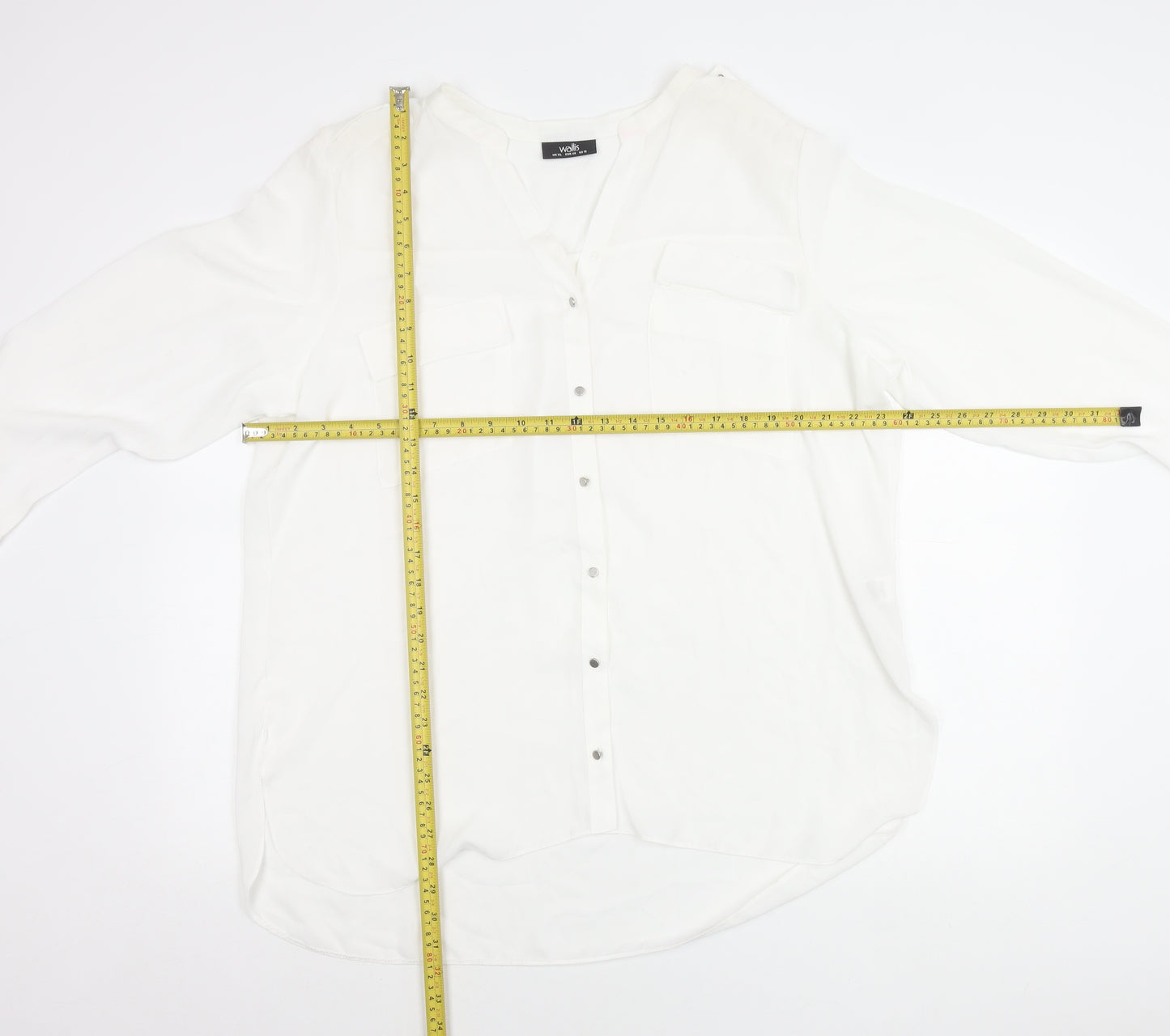 Wallis Women’s White XL Long Sleeve Tunic Button-Up Blouse
