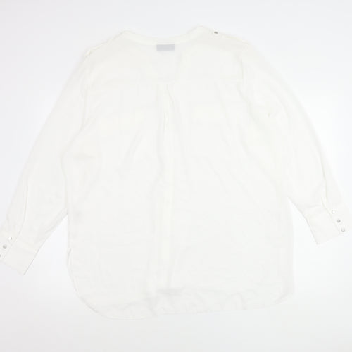 Wallis Women’s White XL Long Sleeve Tunic Button-Up Blouse