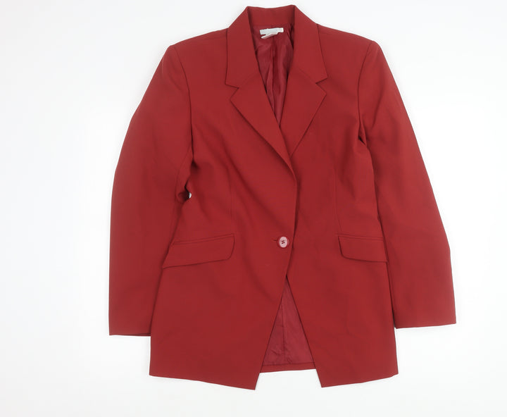 Women’s Red Polyester Lined Blazer Jacket UK 14 Workwear