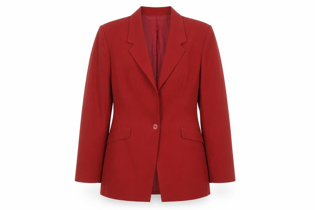 Front view of Women’s Red Polyester Lined Blazer Jacket UK 14 Workwear