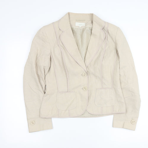 Marks and Spencer Womens Beige Linen Viscose Blazer UK 12 Regular Fit
