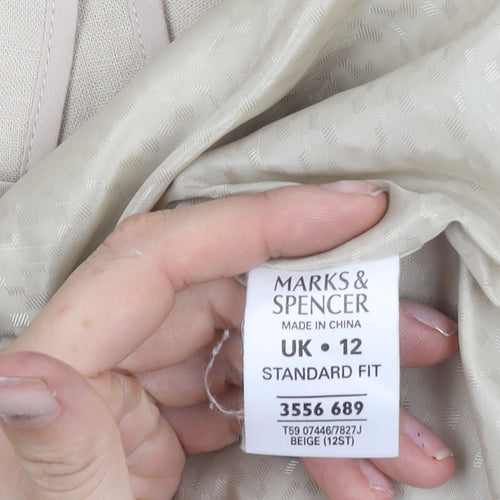 Marks and Spencer Womens Beige Linen Viscose Blazer UK 12 Regular Fit