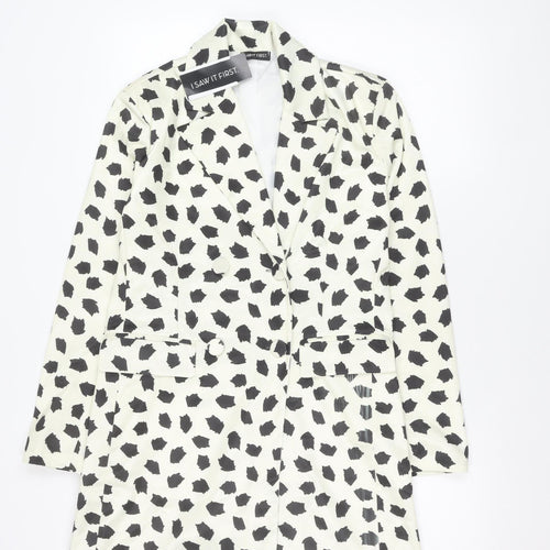 I Saw It First Womens White Dalmatian Print Blazer Size 8