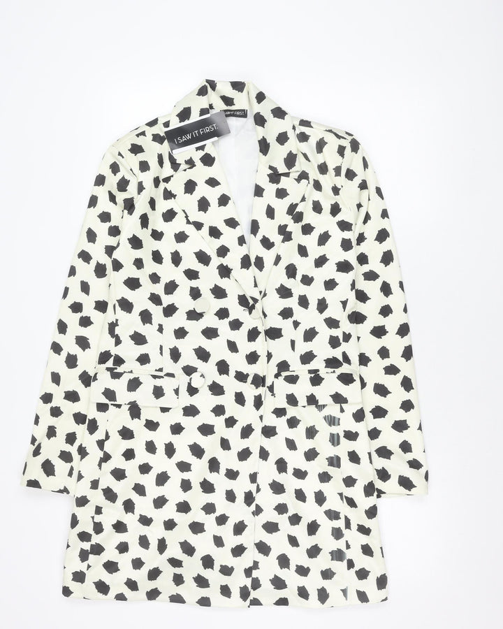 I Saw It First Womens White Dalmatian Print Blazer Size 8