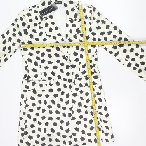 I Saw It First Womens White Dalmatian Print Blazer Size 8