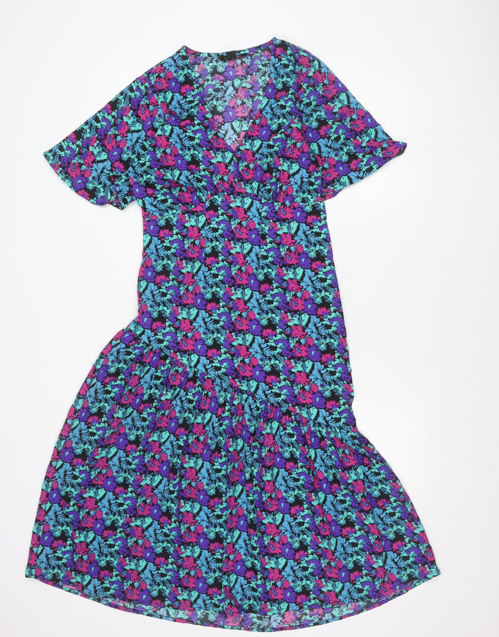 New Look Womens Multicoloured Floral A-Line Dress Size 8