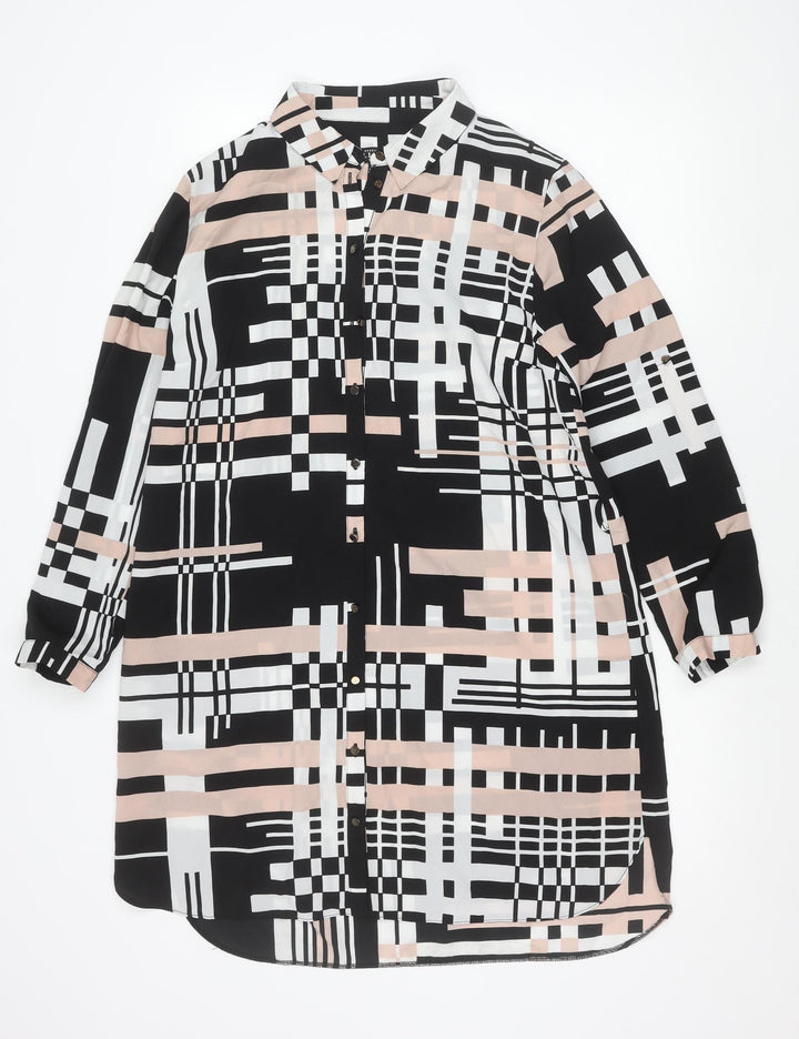 Lipsy Women’s Multicoloured Shirt Dress UK 14 Long Sleeve Workwear