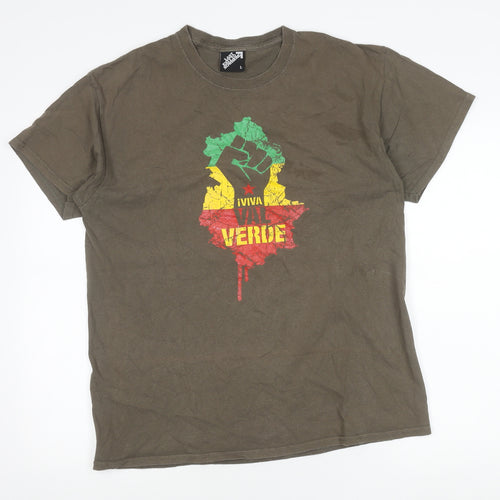 Last Exit To Nowhere Men’s Brown Graphic T-Shirt L Retro Viva Verde