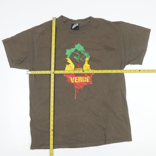 Last Exit To Nowhere Men’s Brown Graphic T-Shirt L Retro Viva Verde