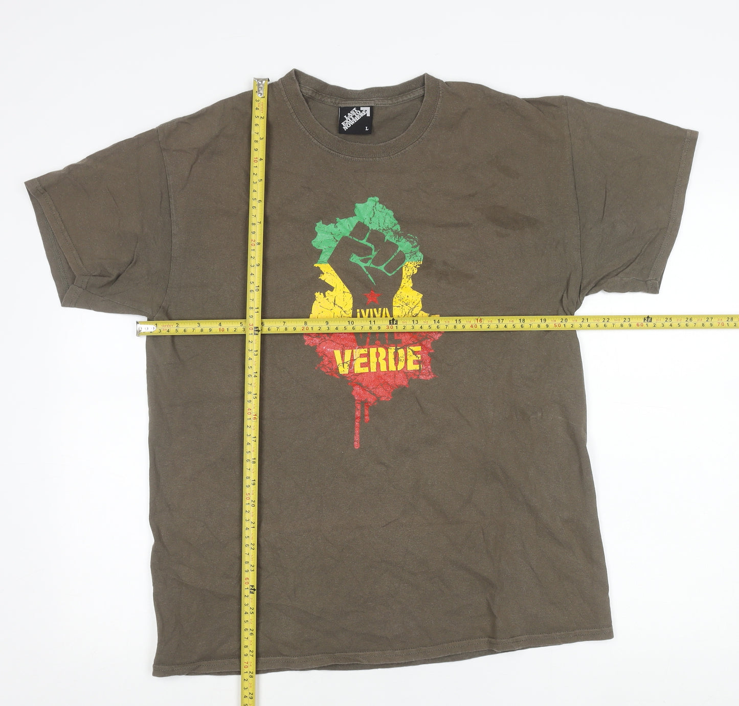 Last Exit To Nowhere Men’s Brown Graphic T-Shirt L Retro Viva Verde