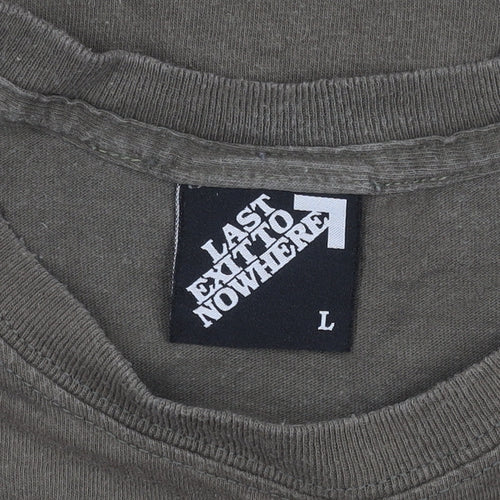 Last Exit To Nowhere Men’s Brown Graphic T-Shirt L Retro Viva Verde