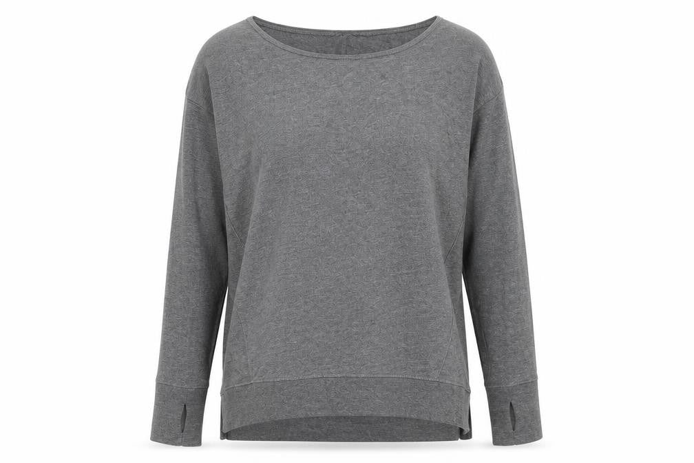 Front view of Sweaty Betty Women’s Grey XS Pullover Sweatshirt Modal Cotton Blend