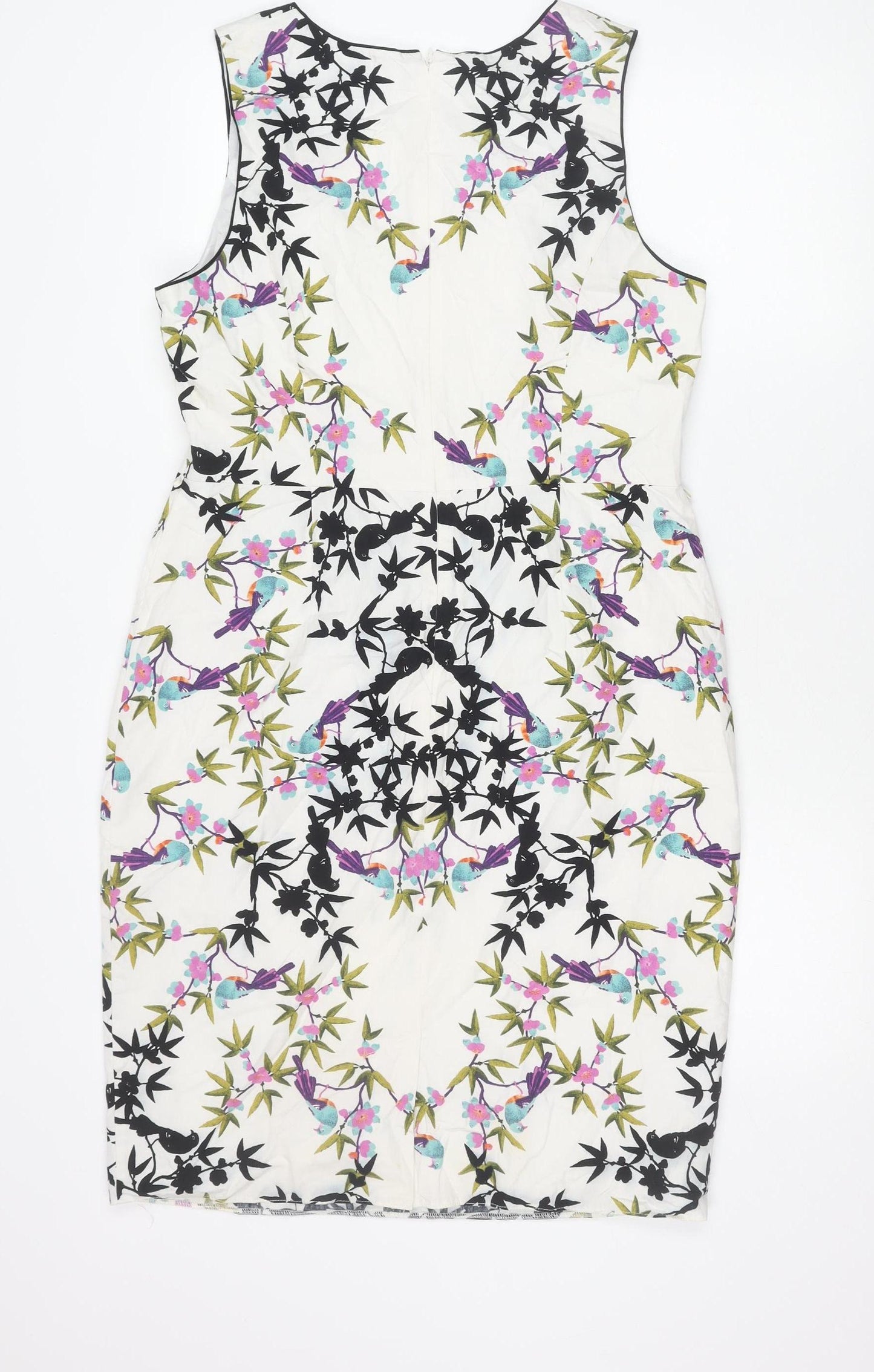 Red Herring Women’s White Floral Sheath Dress Size 16 Sleeveless