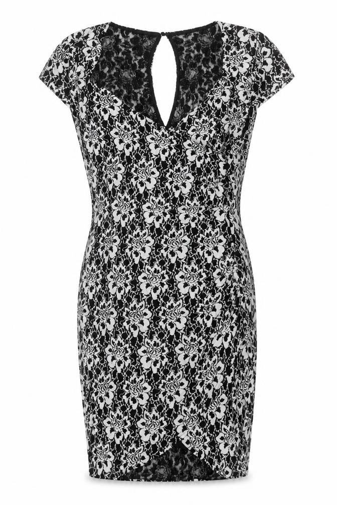 Joe Browns Womens Black Lace Bodycon Dress Size 18 V-Neck Party