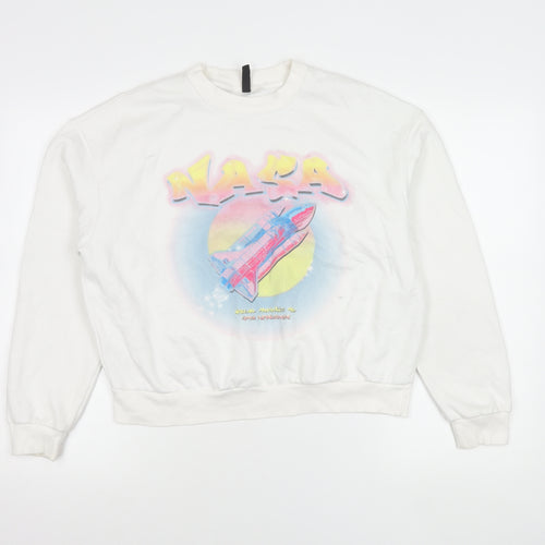 H&M Divided NASA White Graphic Print Sweatshirt Unisex Kids L
