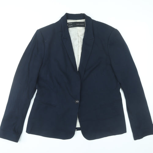 Zara Basic Women’s Blue XL Blazer Jacket One Button Tailored
