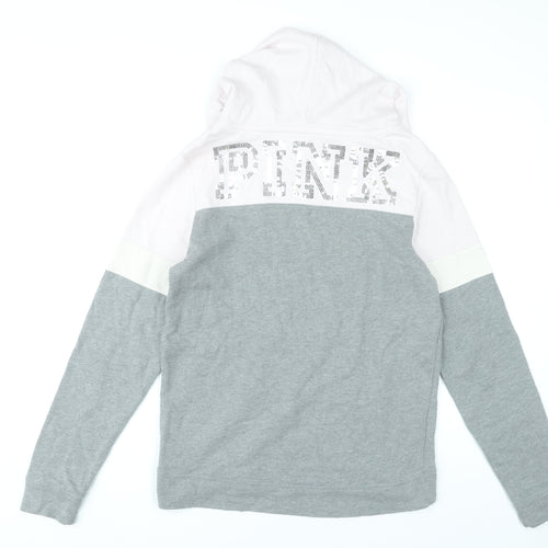 Victoria's Secret PINK Women's Grey White Sequin Logo Hoodie XS