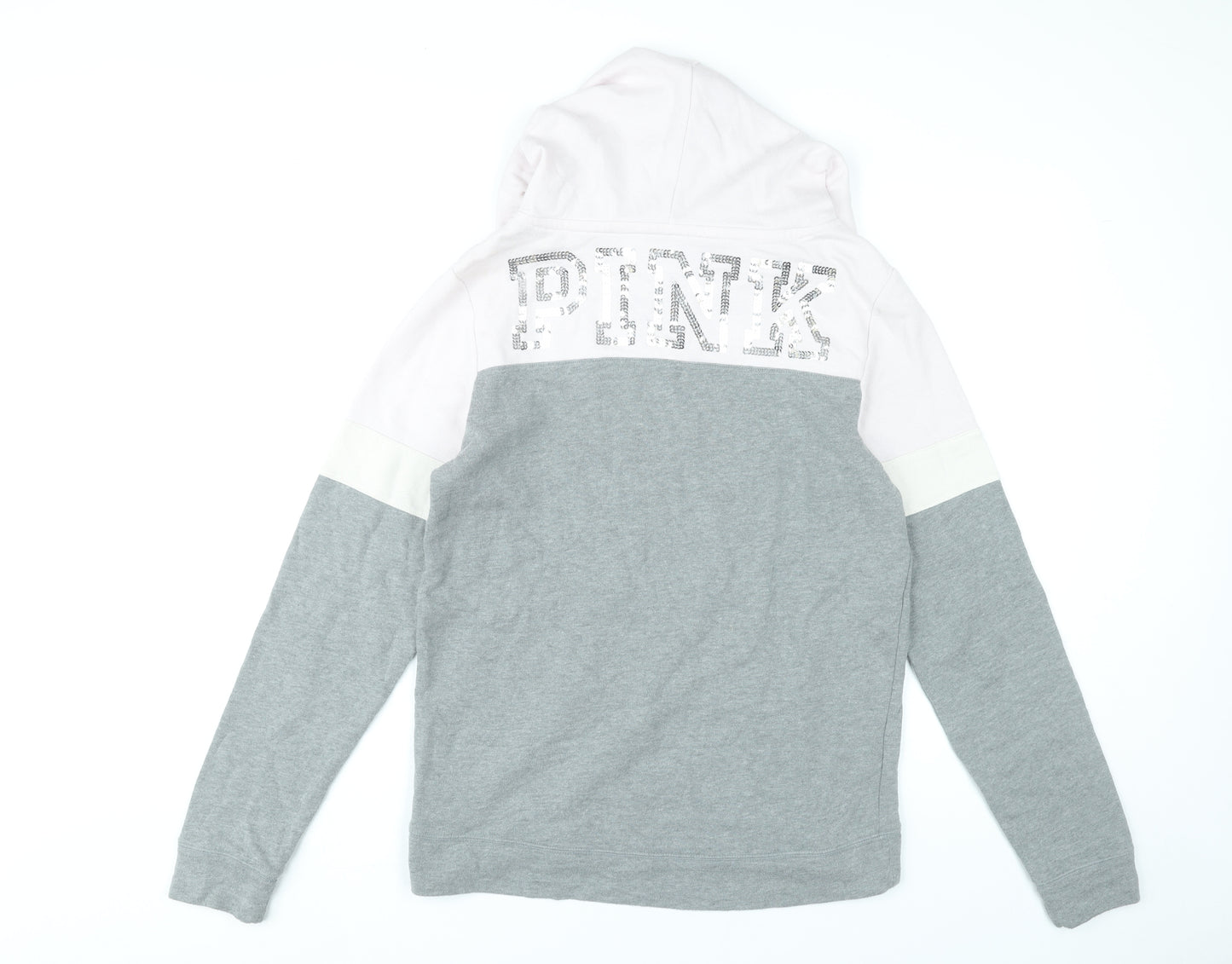 Victoria's Secret PINK Women's Grey White Sequin Logo Hoodie XS